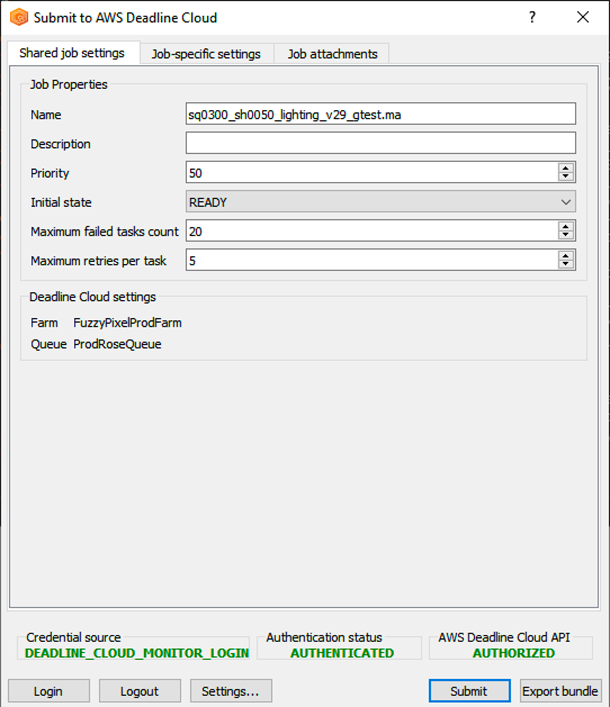 Figure 6: The deadline bundle gui-submit GUI.