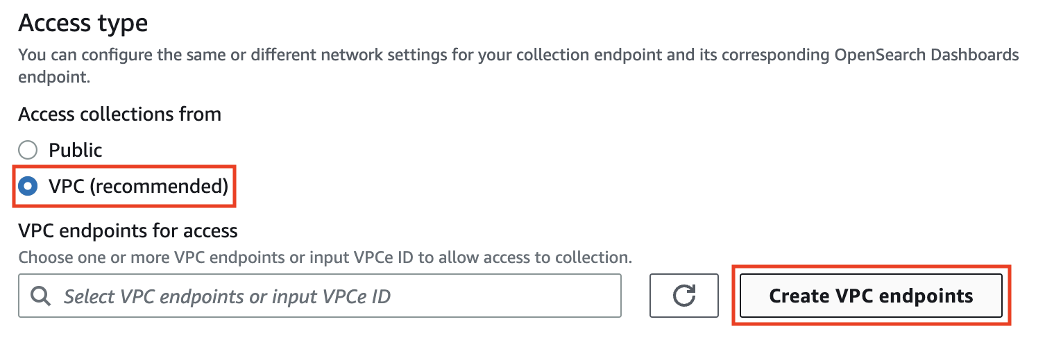 Access type for OpenSearch Serverless
