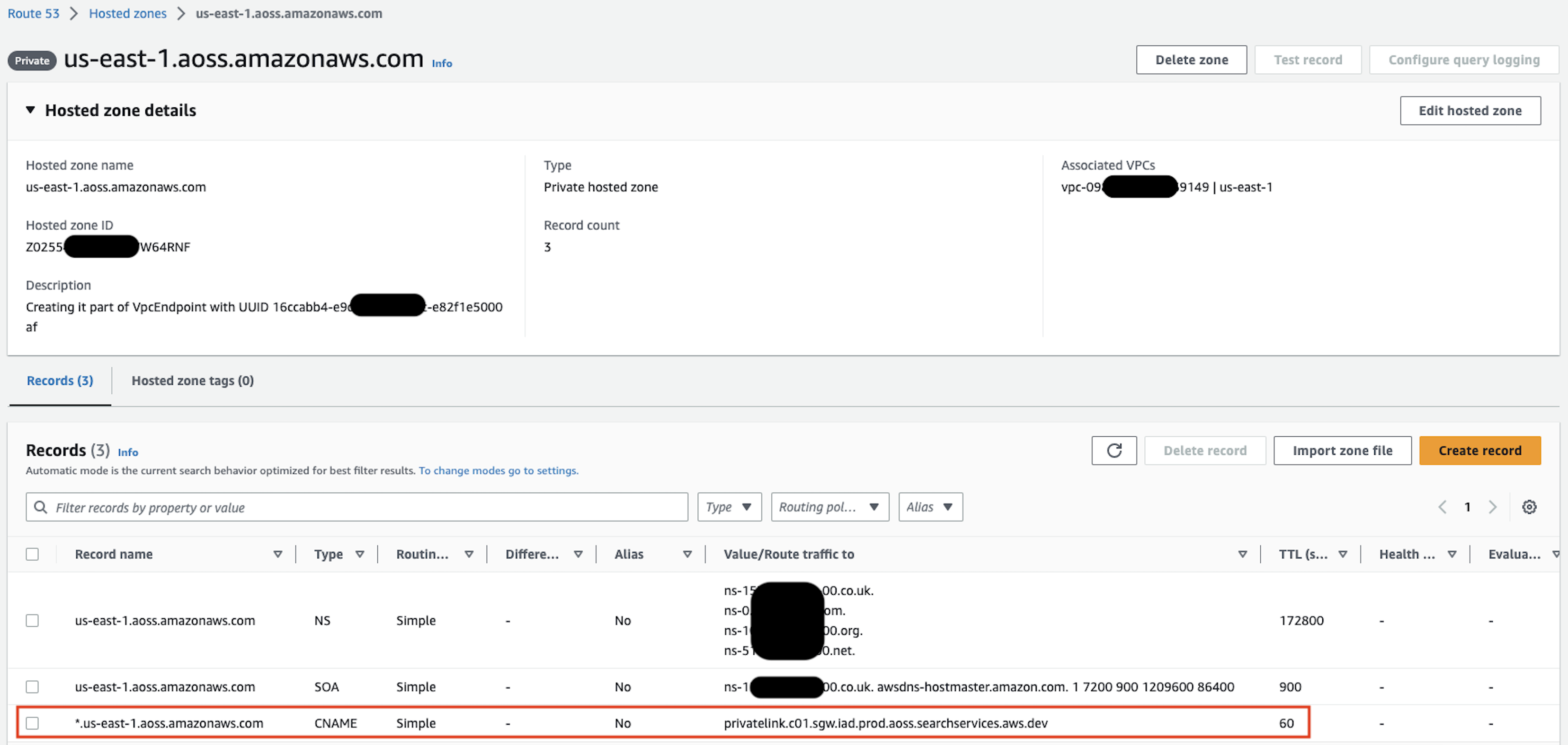 Route 53 Private Hosted Zone