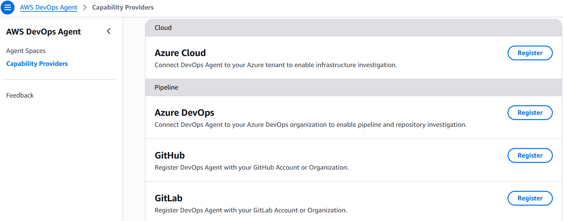Fig 6 – AWS DevOps Agent Multi-Cloud and pipeline integrations