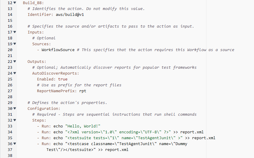 Default code for a build stage.