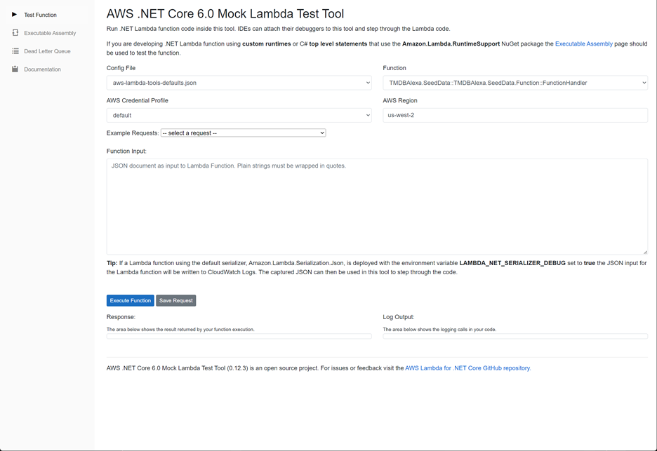 AWS .NET Core 6.0 Mock Lambda Test Tool