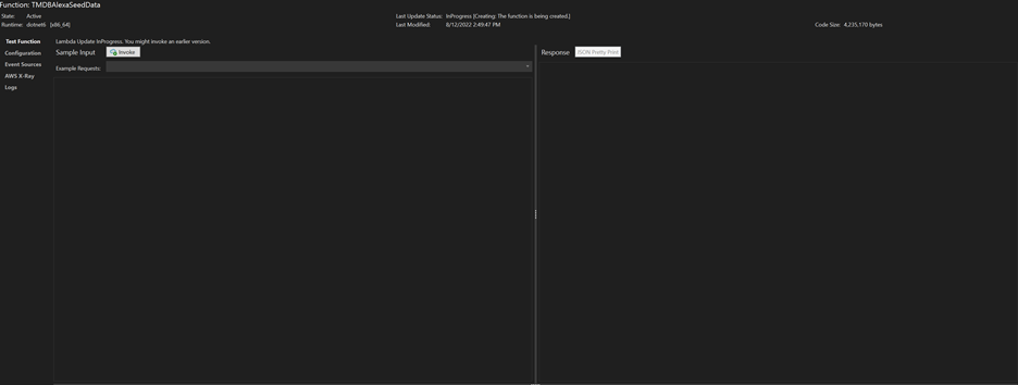 Output pane of Upload to AWS Lambda screen in Visual Studio 2022
