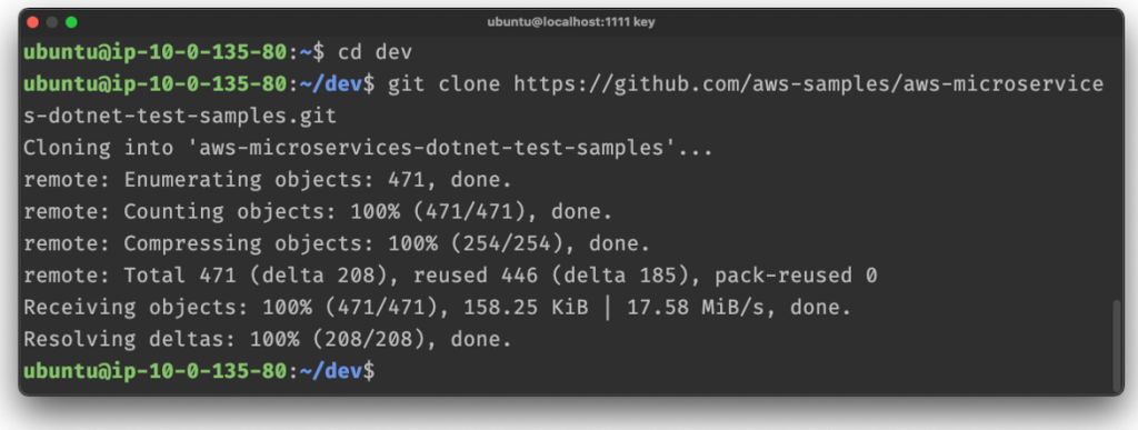 Figure 6: Cloning the code repository in a terminal screen