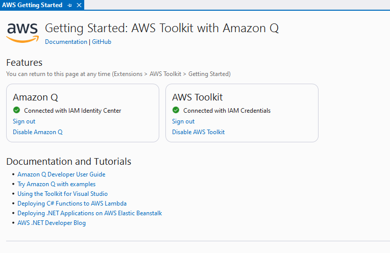 Figure 4: Verify Amazon Q is enabled