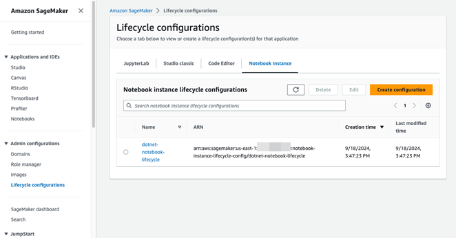 Figure 4: Created lifecycle configuration