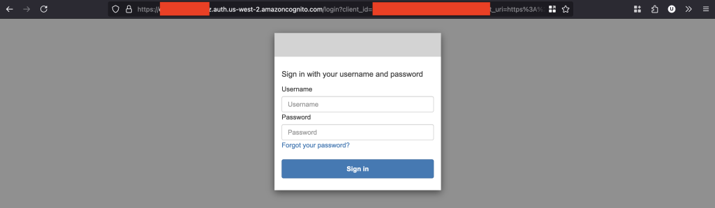 Figure 3 – Cognito UI