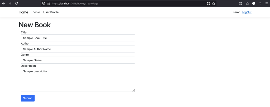 Figure 5 – New Book form