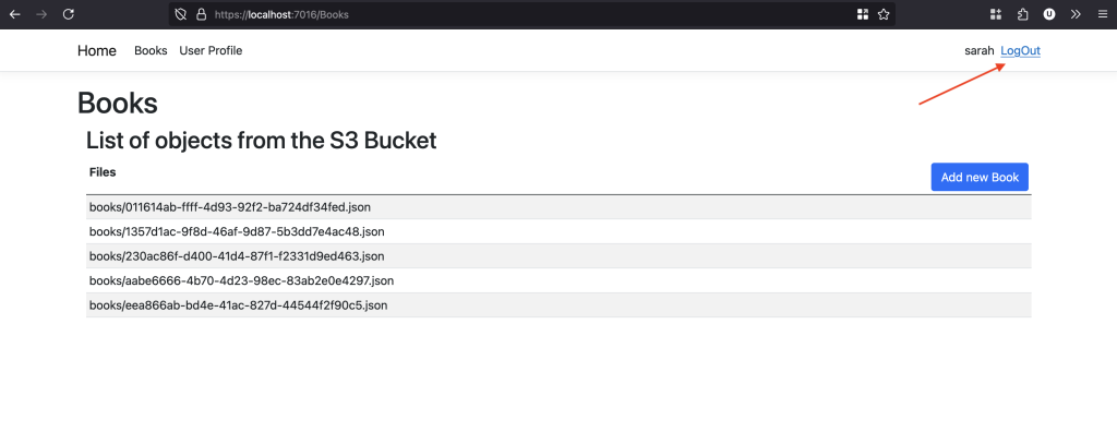 Figure 6 – Log Out option