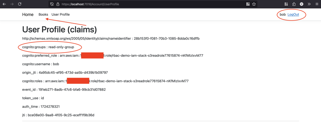 Figure 7 - Bob’s user profile