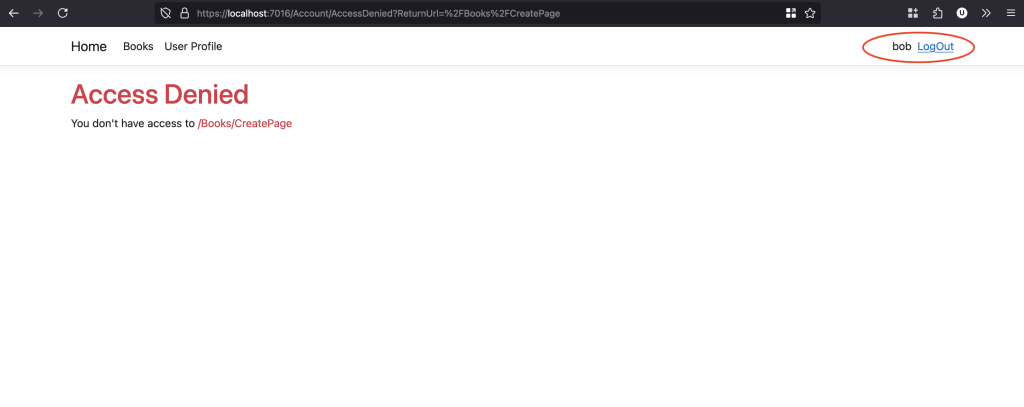Figure 8 - Access Denied page