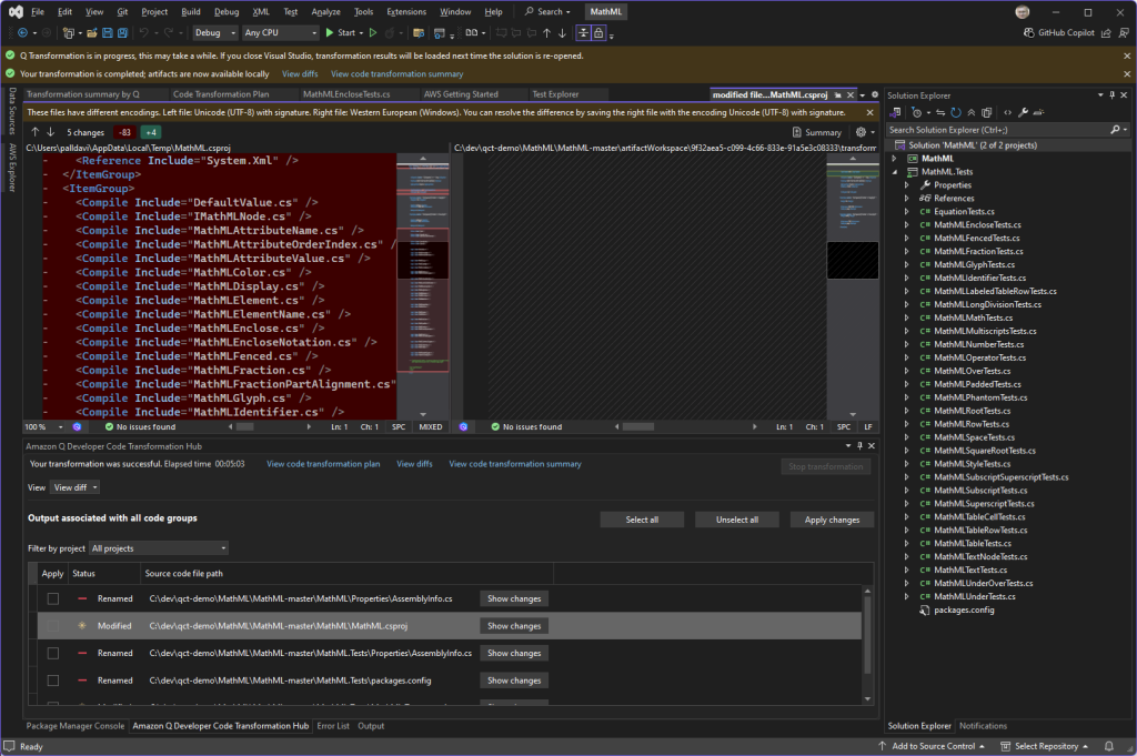Figure 6: Project file changes, continued