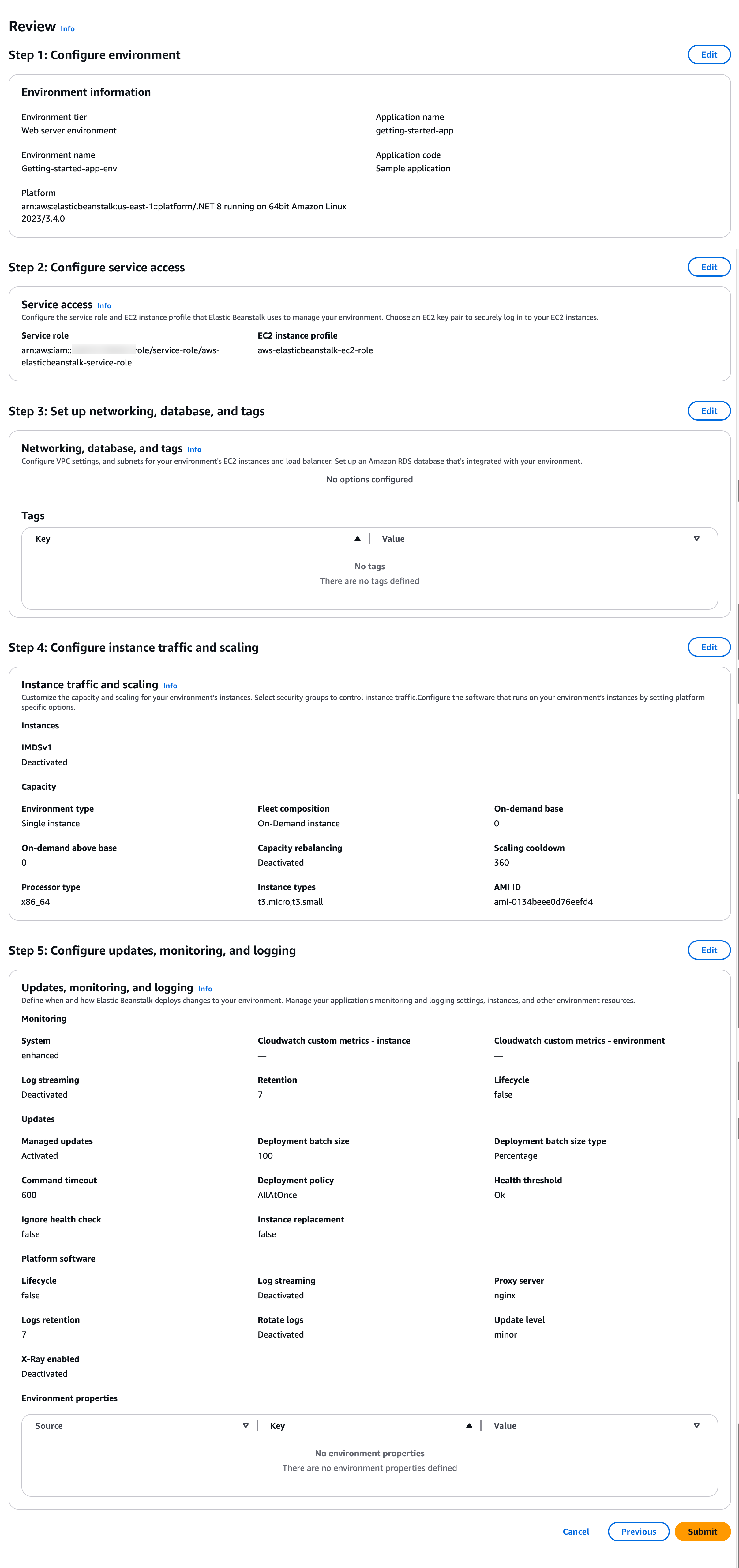 Figure 2: Review AWS Elastic Beanstalk .NET Application Configuration