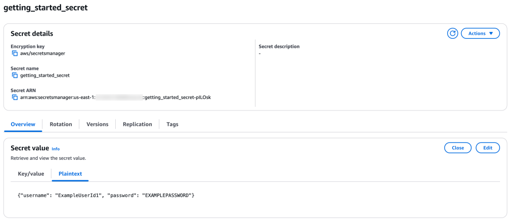 Figure 9: Secrets in AWS Secrets Manager