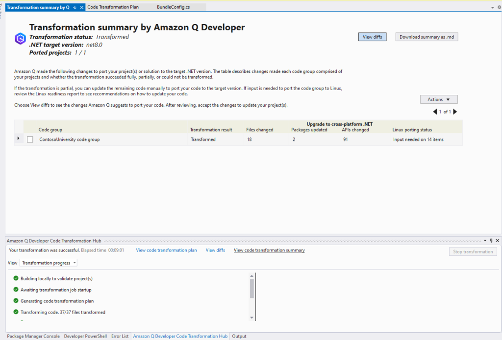 Transformation Summary