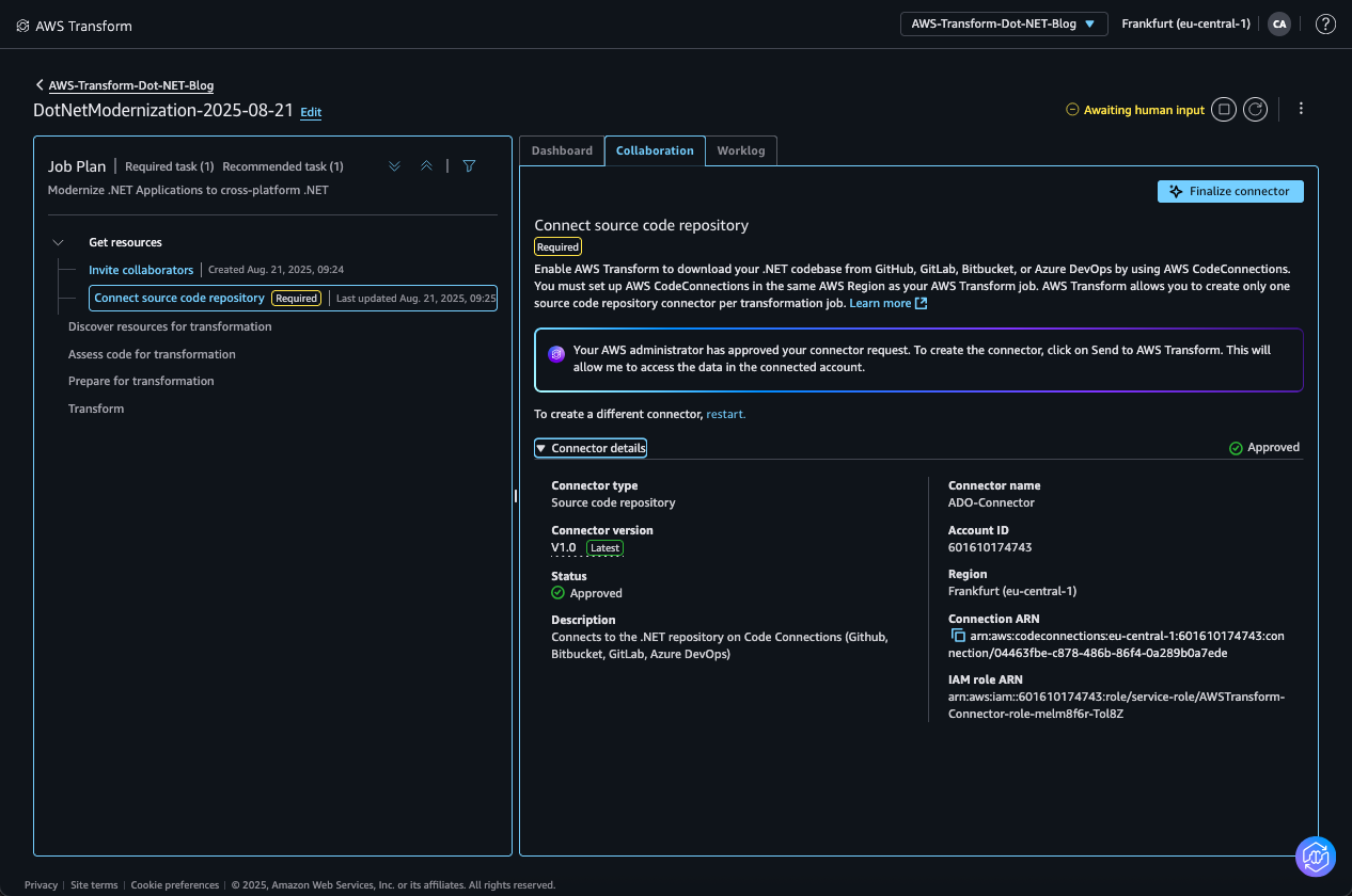 Connect source code repository dialog