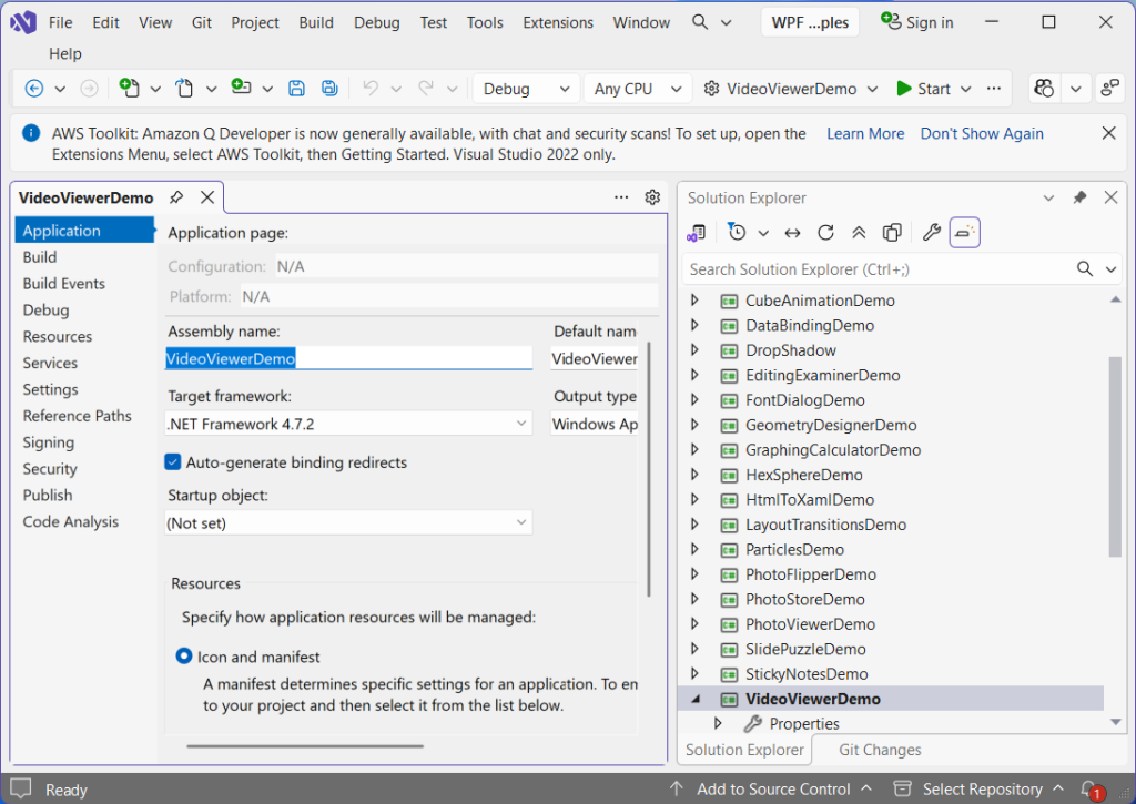 VideoViewerDemo WPF Project in .Net Framework 4.7.2
