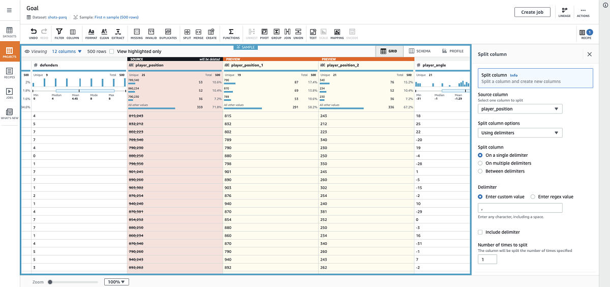 I split this column by a comma to generate two columns that hold the x and y coordinates.