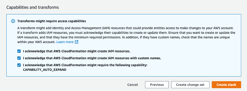 Create Cloud Formation Stack