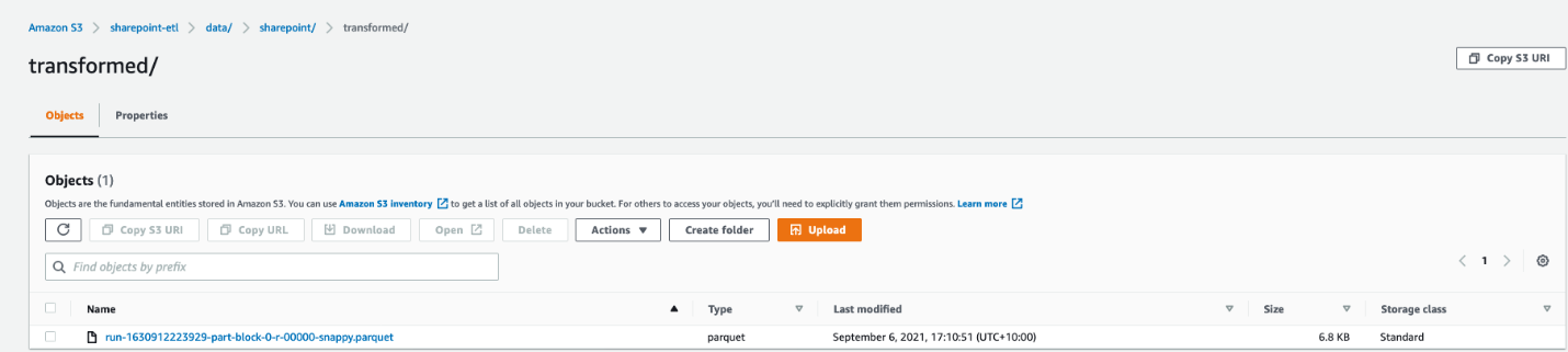 parquet file s3 location