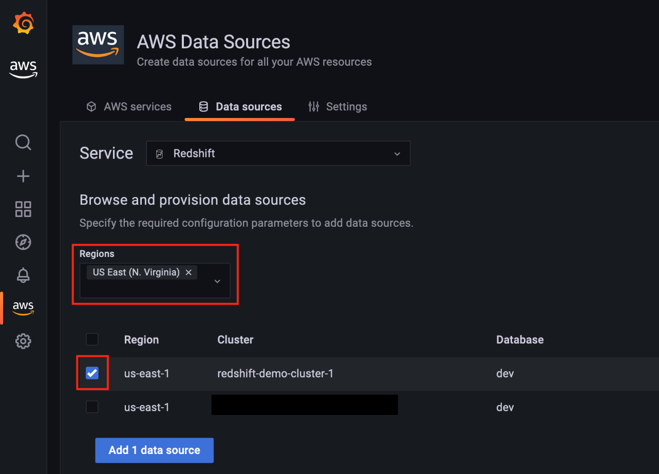 Choose Redshift Cluster