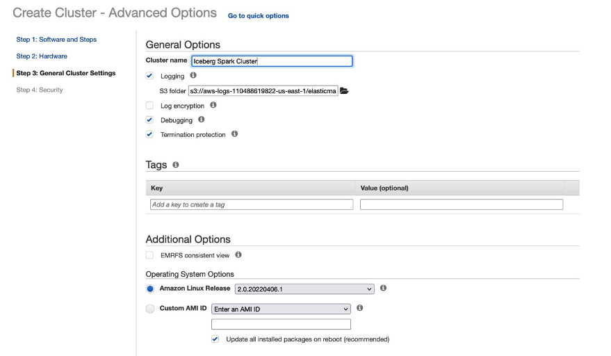 提供 Iceberg Spark 集群作为集群名称