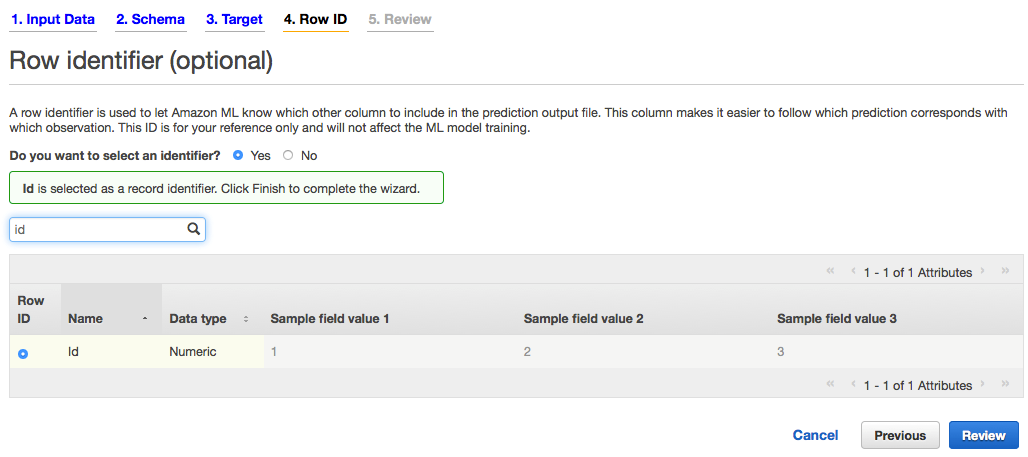 Choosing the row identifier