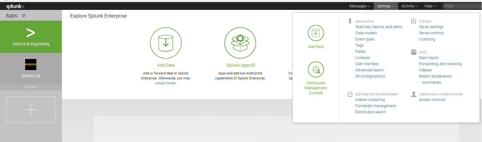 Choose Settings and Data Inputs