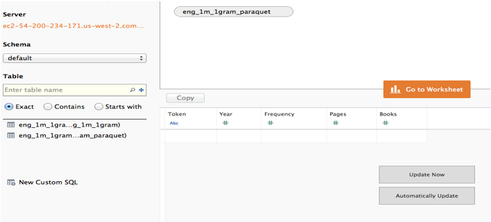 Opening a Tableau workbook and using Tableau with Impala on Amazon EMR