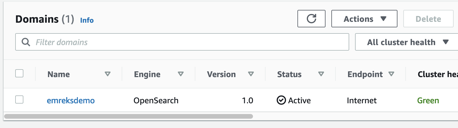 Opensearch Domain Console