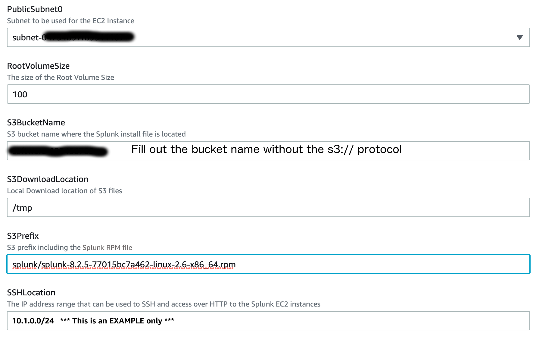 Splunk CloudFormation screen - 2