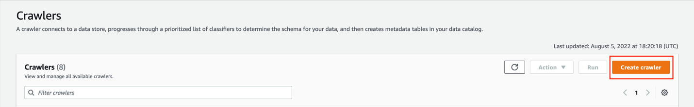 Choose Create crawler.