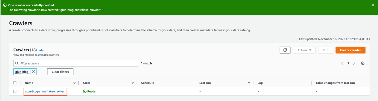 Choose the crawler you created.