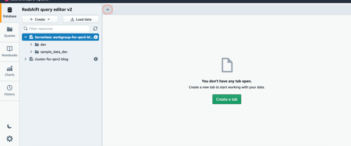 Redshift query editor v2