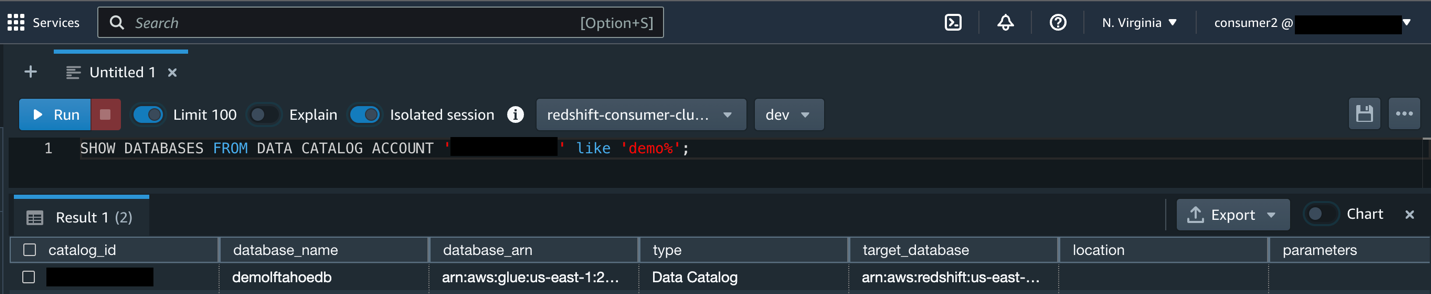 federated databases created on the consumer account federated databases created on the consumer account