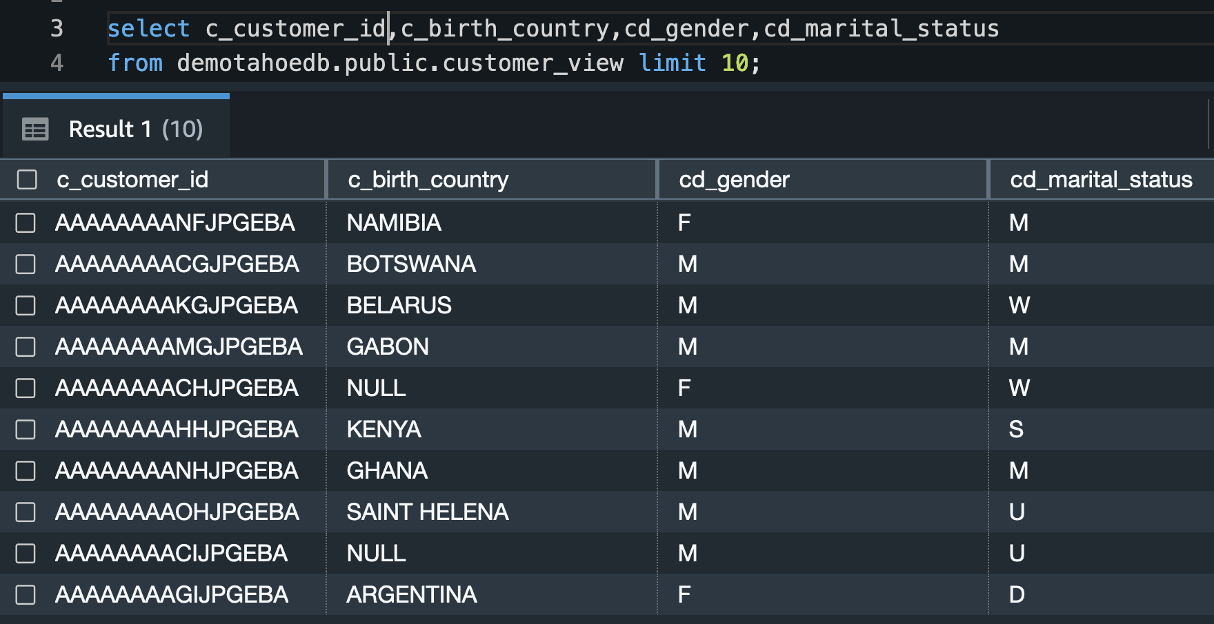 access columns as granted by Lake Formation access columns as granted by Lake Formation