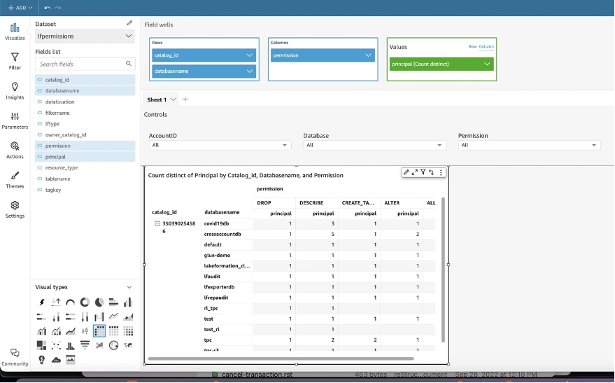 QuickSight Database View1