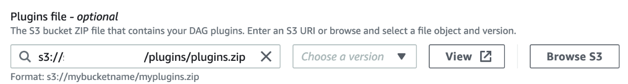Configuration of a custom plugin in Amazon MWAA