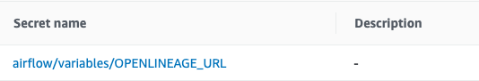Configuration of OPENLINEAGE_URL as secret