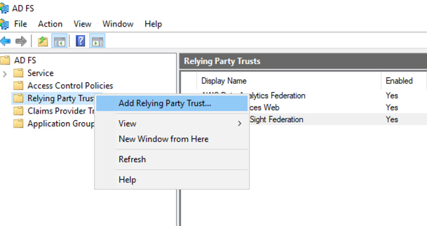 Add Relying Party Trust