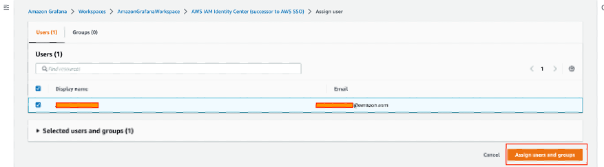 Amazon Managed Grafana - Assigning user to workspace