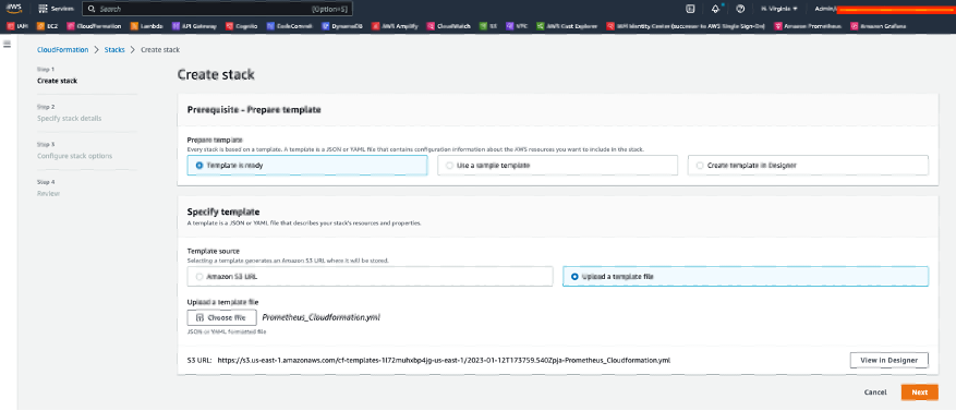 CloudFormation - Create Stack for Prometheus_Cloudformation.yml