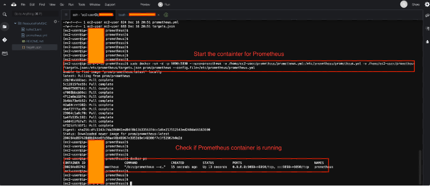 Start the prometheus container inside Prometheus Server