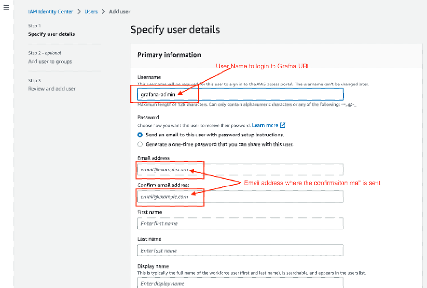 IAM Identity Center - Specifying user information