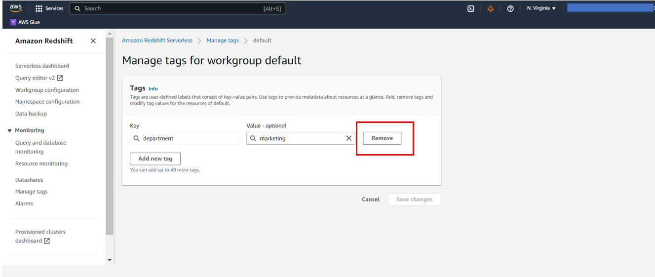 Choose Remove next to the marketing tag.