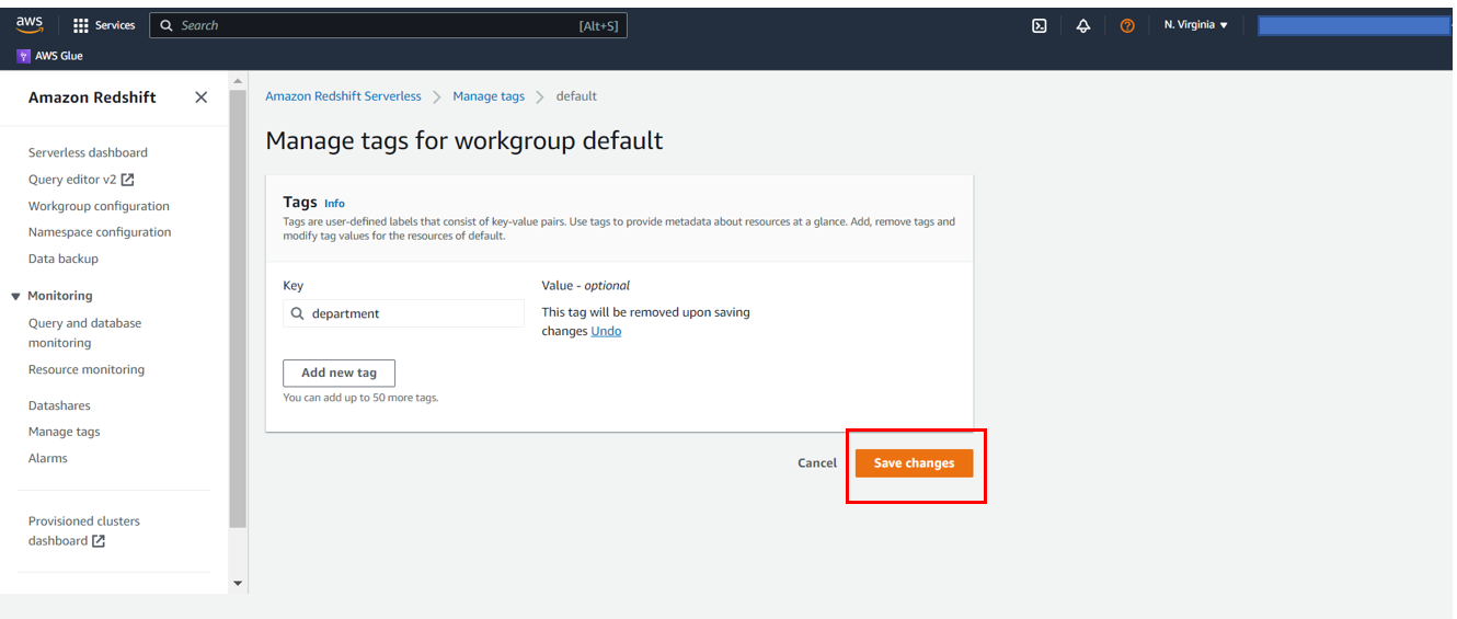 Choose Save changes and then Apply the changes to confirm.