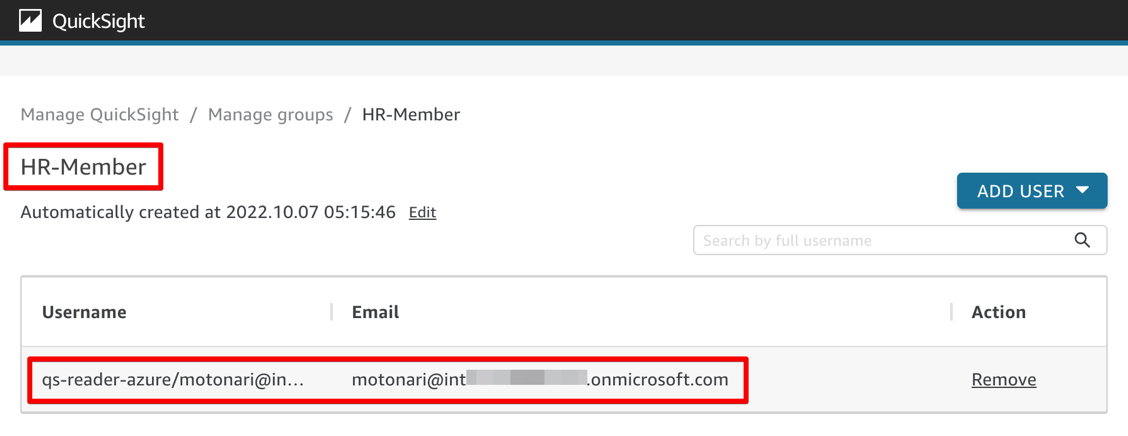 new group is created and the user is assigned to this group