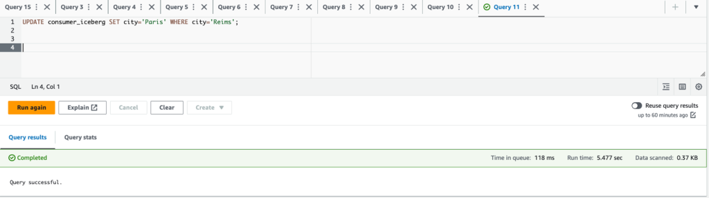 Run update query in producer account