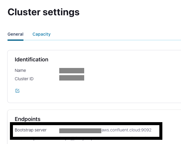 enter the Confluent Cloud bootstrap URL
