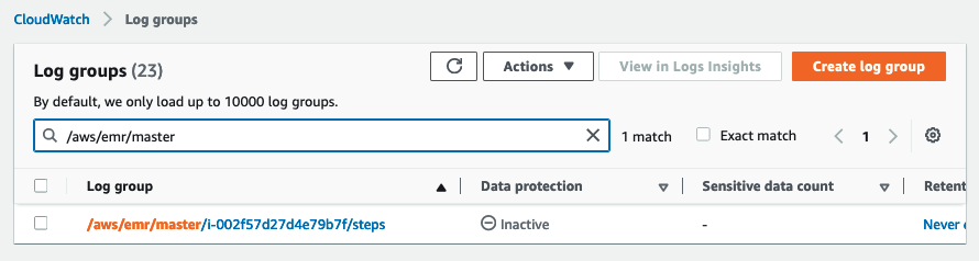 choose Log groups in the navigation pane